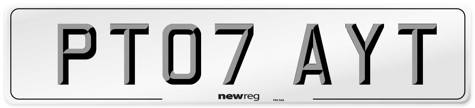 PT07 AYT Number Plate from New Reg